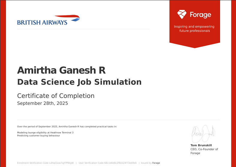 British Airways Data Science Job Simulation
